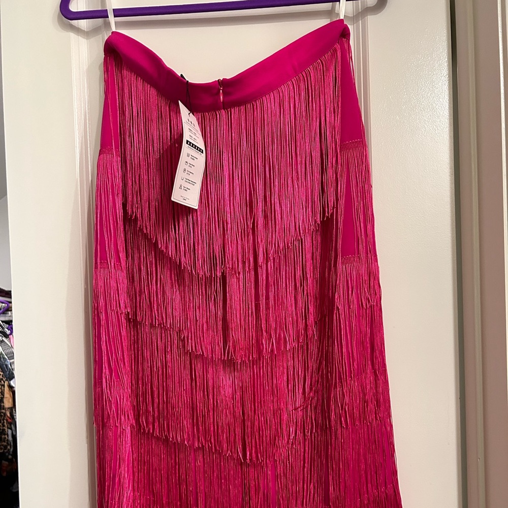 XL Pink Fringe Pencil Skirt